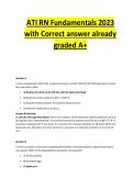 ATI RN Fundamentals 2023 with Correct answer already graded A&plus;