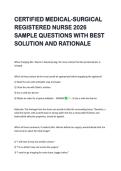 CERTIFIED MEDICAL-SURGICAL  REGISTERED NURSE 2026  SAMPLE QUESTIONS WITH BEST  SOLUTION AND RATIONALE 
