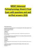 NR507 Advanced Pathophysiology Week 8 Final Exam with questions and well verified answers 2026