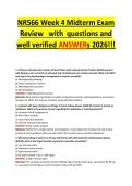 NR566 Week 4 Midterm Exam Review with questions and well verified ANSWERs 2026&excl;&excl;