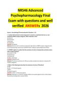 NR546 Advanced Psychopharmacology Final Exam with questions and well verified ANSWERs 2026