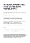 MED SURG GASTROINTESTINAL  NCLEX QUESTIONS WITH  VERIFIED ANSWERS 