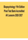 Biopsychology 11th Edition by John P&period; Pinel &ndash; Accredited Test Bank All Lessons 2026&ndash;2027