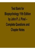 Test Bank for Biopsychology 11th Edition by John P&period; J&period; Pinel &ndash; Complete Questions and Chapter Notes 2026
