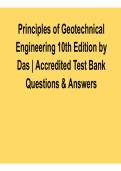 Principles of Geotechnical Engineering 10th Edition by Braja M&period; Das &ndash; Accredited Test Bank Questions & Answers 2026
