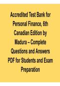Accredited Test Bank for Personal Finance&comma; 6th Canadian Edition by Jeff Madura &ndash; Complete Questions 2026