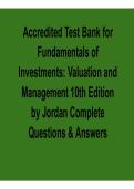 Accredited Test Bank for Fundamentals of Investments&colon; Valuation and Management&comma; 10th Edition &ndash; Complete Questions and Answers 2026