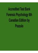 Accredited Test Bank &ndash; Forensic Psychology&comma; 6th Canadian Edition by Stuart Pozzulo &ndash; Complete Questions and Answers 2026