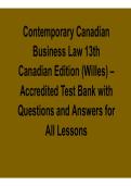 Contemporary Canadian Business Law&comma; 13th Canadian Edition by Willes &ndash; Accredited Test Bank 2026