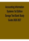 Accounting Information Systems&comma; 1st Edition by Arline A&period; Savage &ndash; Test Bank & Study Guide 2026&ndash;2027