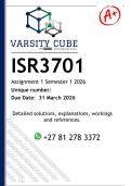 ISR3701 Assignment 1 &lpar;DETAILED ANSWERS&rpar; Semester 1 2026 - DISTINCTION GUARANTEED