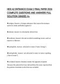 HESI A2 ENTRANCE EXAM 2 FINAL PAPER 2026 COMPLETE QUESTIONS AND ANSWERS FULL SOLUTION GRADED A&plus;