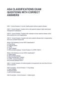 ASA CLASSIFICATIONS EXAM QUESTIONS WITH CORRECT ANSWERS