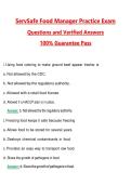 ServSafe Food Manager Practice Exam 2026 &vert; Complete Questions and Guide Answers&comma; 100&percnt; Verified Graded A&plus;