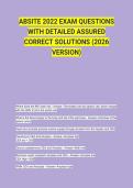 ABSITE 2022 EXAM QUESTIONS WITH DETAILED ASSURED CORRECT SOLUTIONS &lpar;2026 VERSION&rpar;
