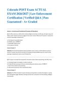 Colorado POST Exam ACTUAL EXAM 2026&sol;2027 &vert; Law Enforcement Certification &vert; Verified Q&A &vert; Pass Guaranteed - A&plus; Graded