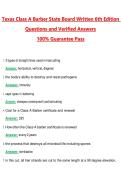 Texas Class A Barber State Board Written 6th Edition Actual 2026 &sol; 2027 Questions with Verified Answers Grade A&plus; Guarantee
