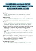 HIGH SCHOOL BASEBALL UMPIRE CERTIFICATION SCRIPT 2026 QUESTIONS WITH SOLUTIONS GRADED A&plus;