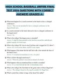 HIGH SCHOOL BASEBALL UMPIRE FINAL TEST 2026 QUESTIONS WITH CORRECT ANSWERS GRADED A&plus;