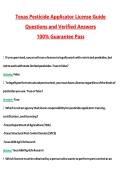 Texas Pesticide Applicator License Guide Actual 2026 &sol; 2027 Questions with Verified Answers Grade A&plus; Guarantee