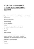 HLT 143 EXAM 3 2026 COMPLETE QUESTION DIGEST WITH CORRECT SOLUTIONS