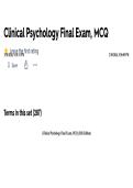 Clinical Psychology Final Exam &ndash; Multiple Choice Questions and Answers