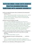 HLTH 503 WEEK 3 QUIZ&colon; DATA SOURCES PRACTICE EXAMINATION 2026 QUESTIONS WITH ANSWERS GRADED A&plus;