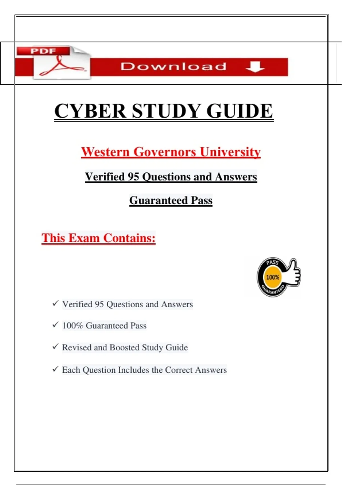 Cybersecurity Study Guide WGU 2026 Verified Questions and Answers ...