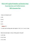 WGU C955 Applied Probability and Statistics Final Exam Actual 2026 &sol; 2027 Questions with Verified Answers Grade A&plus; Guarantee