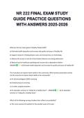 NR 222 FINAL EXAM STUDY  GUIDE PRACTICE QUESTIONS  WITH ANSWERS 2025-2026  
