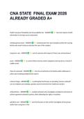 CNA STATE  FINAL EXAM 2026  ALREADY GRADED A&plus; 