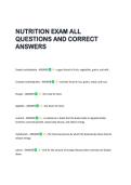 NUTRITION EXAM ALL  QUESTIONS AND CORRECT  ANSWERS 