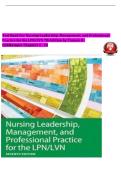 Test Bank for Nursing Leadership&comma; Management&comma; and Professional Practice for the LPN&sol;LVN&comma; 7th Edition by Tamara R&period; Dahlkemper &vert; Complete Chapters 1-20 &vert; Verified Questions & Answers with NCLEX-PN&reg;-Style Rationales &vert; LPN&sol;LVN Leadership&comma; Delegation & NCLEX-P