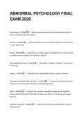 ABNORMAL PSYCHOLOGY FINAL  EXAM 2026  