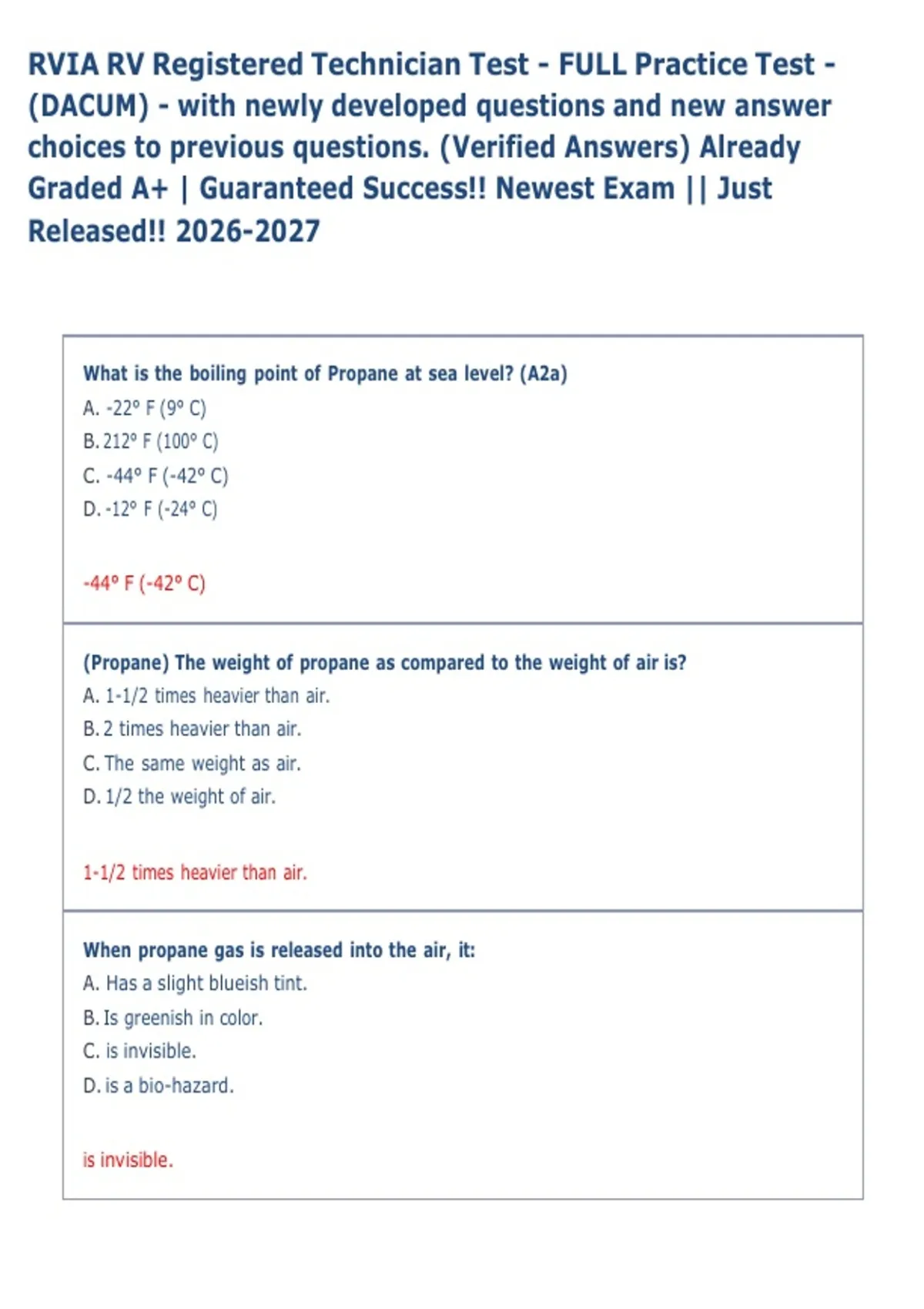 Mmiii Rv Test RVIA RV Registered Technician Test - FULL Practice Test - (DACUM ...