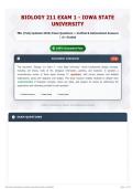 Biology 211 Exam 1 - Iowa State University 70&plus; &lpar;Fully Updated 2026&rpar; Exam Questions &plus; Verified & Rationalized Answers   A&plus; Graded