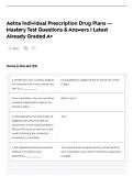 Aetna Individual Prescription Drug Plans - Mastery Test Questions & Answers &vert; Latest Already Graded A&plus;