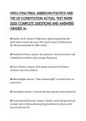 WGU C963 FINAL AMERICAN POLITICS AND THE US CONSTITUTION ACTUAL TEST PAPER 2026 COMPLETE QUESTIONS AND ANSWERS GRADED A&plus;