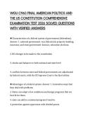 WGU C963 FINAL AMERICAN POLITICS AND THE US CONSTITUTION COMPREHENSIVE EXAMINATION TEST 2026 SOLVED QUESTIONS WITH VERIFIED ANSWERS