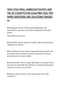 WGU C963 FINAL AMERICAN POLITICS AND THE US CONSTITUTION EXAM PREP 2026 TEST PAPER QUESTIONS AND SOLUTIONS GRADED A&plus;
