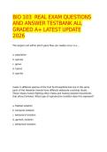 BIO 103  REAL EXAM QUESTIONS AND ANSWER TESTBANK ALL GRADED A&plus; LATEST UPDATE 2026