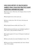 WGU D050 HISTORY OF HEALTHCARE IN AMERICA FINAL EXAM 2026 PRACTICE SCRIPT QUESTIONS ANSWERS INCLUDED