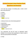 FLORIDA Personal Lines Practice Exam Latest 2026 Questions and Verified Answers &lpar;2026 &sol; 2027&rpar;&sol; A&plus; GRADE