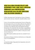 WGU D223 HEALTHCARE POLICY AND ECONOMICS TASK 1 AND TASK 2 UPDATED FEBRUARY 2024 CERTIFICATION EVALUATION 2026 SOLVED QUESTIONS AND SOLUTIONS GRADED A&plus;