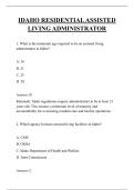 IDAHO RESIDENTIAL ASSISTED  LIVING ADMINISTRATOR QUESTIONS AND ANSWERS 2026