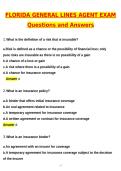 Florida General Lines Agent Exam 2026 Questions with Correct Answers Pass the Exam&comma; 100&percnt; Verified &lpar;2026 &sol; 2027&rpar; Graded A&plus;