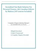 Accredited Test Bank Solution For  Personal Finance&comma; 6th Canadian Edition  by Madura &lbrack;All Lessons Included&rsqb; 
