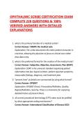 OPHTHALMIC SCRIBE CERTIFICATION EXAM COMPLETE 228 QUESTIONS & 100&percnt; VERIFIED ANSWERS WITH DETAILED EXPLANATIONS