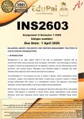 INS2603 Assignment 2 &lpar;COMPLETE ANSWERS&rpar; Semester 1 2026 - DUE 1 April 2026