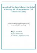 Accredited Test Bank Solution For Global  Marketing&comma; 8th Edition Hollensen &lbrack;All  Lessons Included&rsqb;